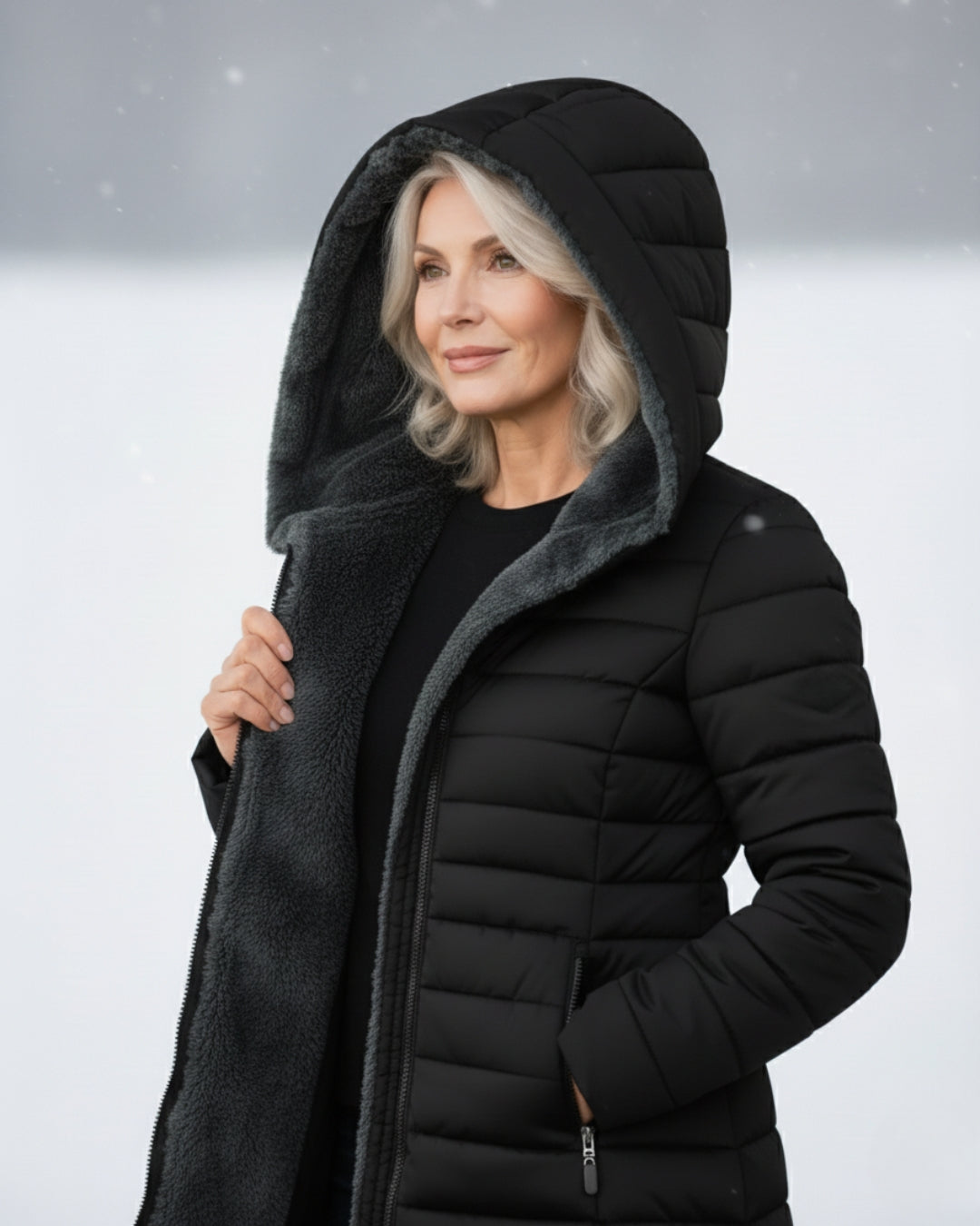Fleece-Lined A-Line Puffer Coat