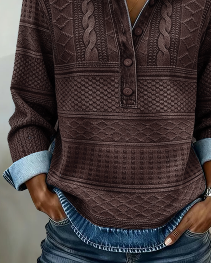 Half-Button Collared Sweatshirt