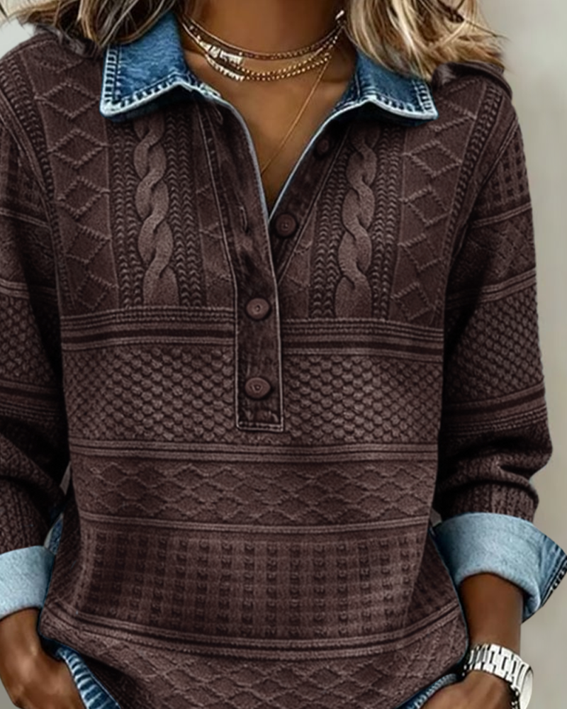 Half-Button Collared Sweatshirt