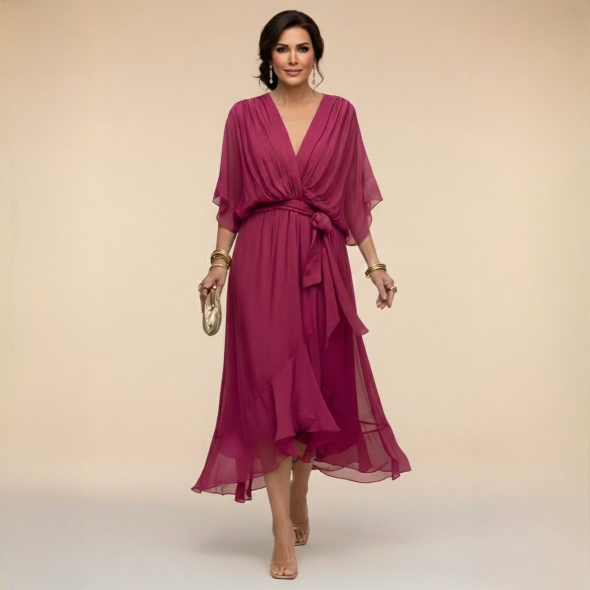 Chiffon V-Neck Dress