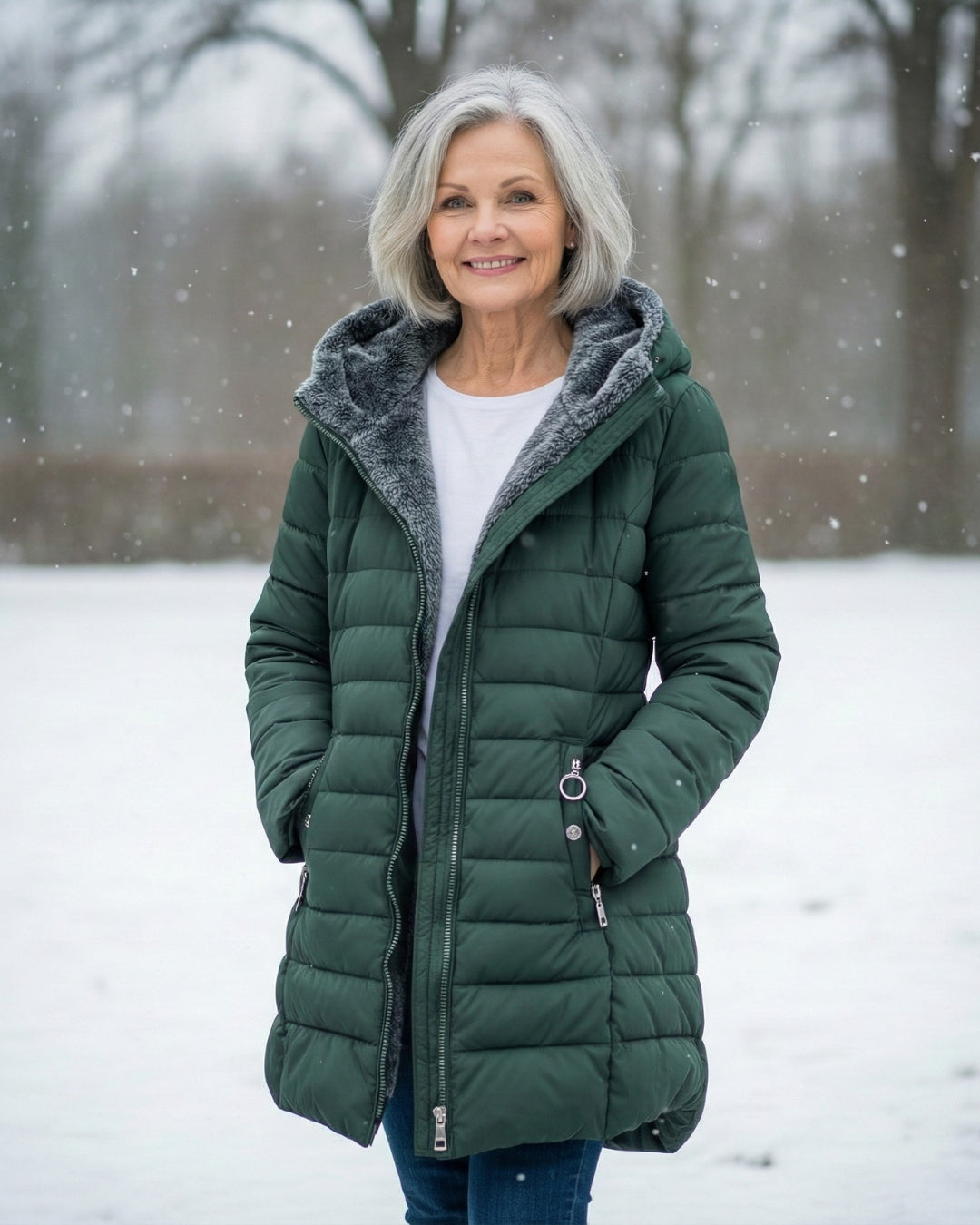 Fleece-Lined A-Line Puffer Coat