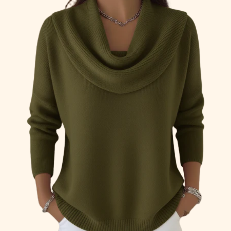 Cowl-Neck Knit Sweater