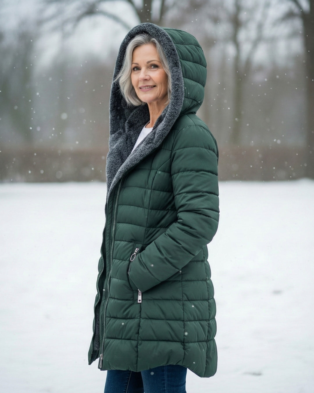 Fleece-Lined A-Line Puffer Coat