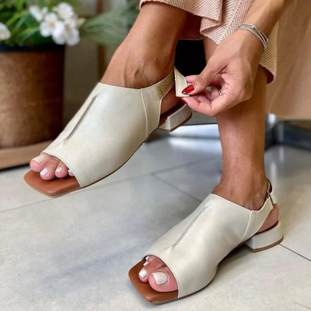 Vera Leather Block Heel Sandals
