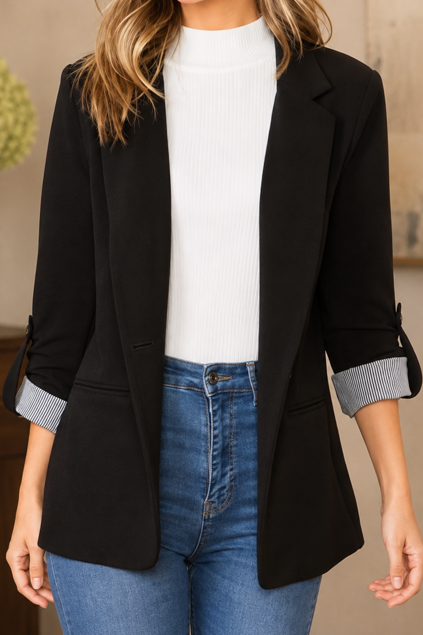 Soft-Knit Lapel Blazer Cardigan