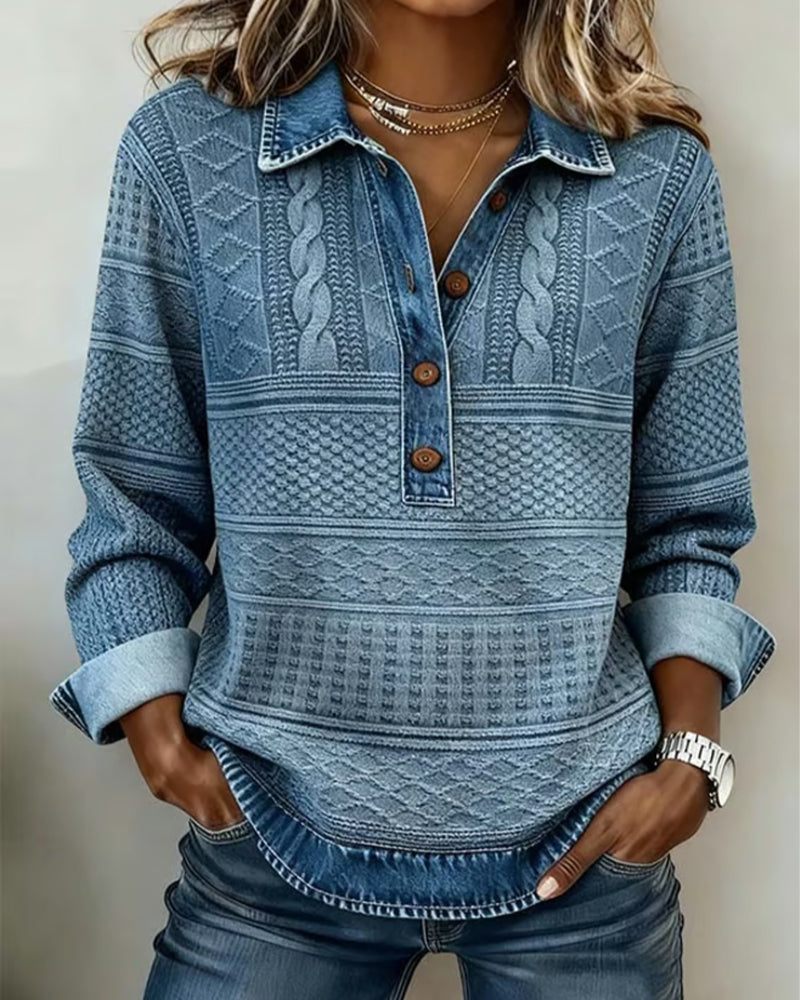 Half-Button Collared Sweatshirt