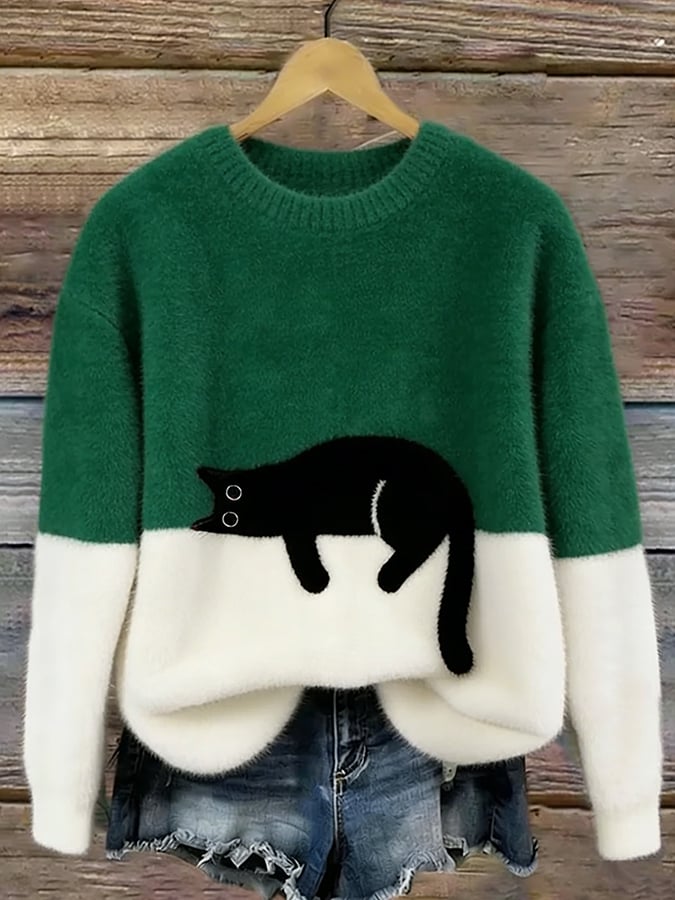 Sleeping Cat Knit Sweater