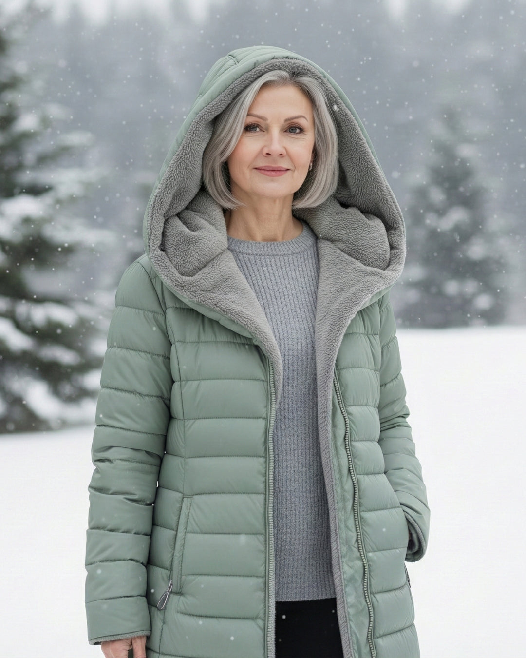 Fleece-Lined A-Line Puffer Coat