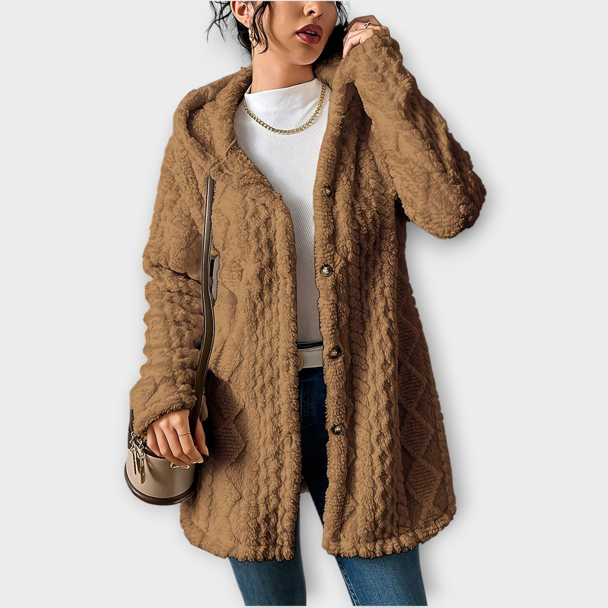 Textured Hooded Winter Jacket