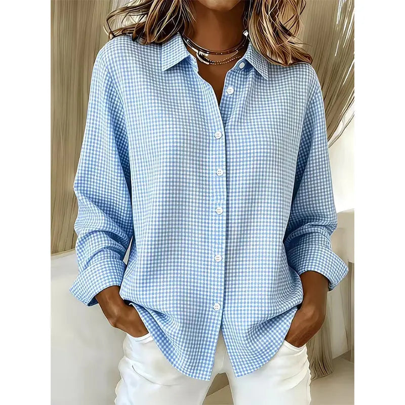 Gingham Button-Up Blouse