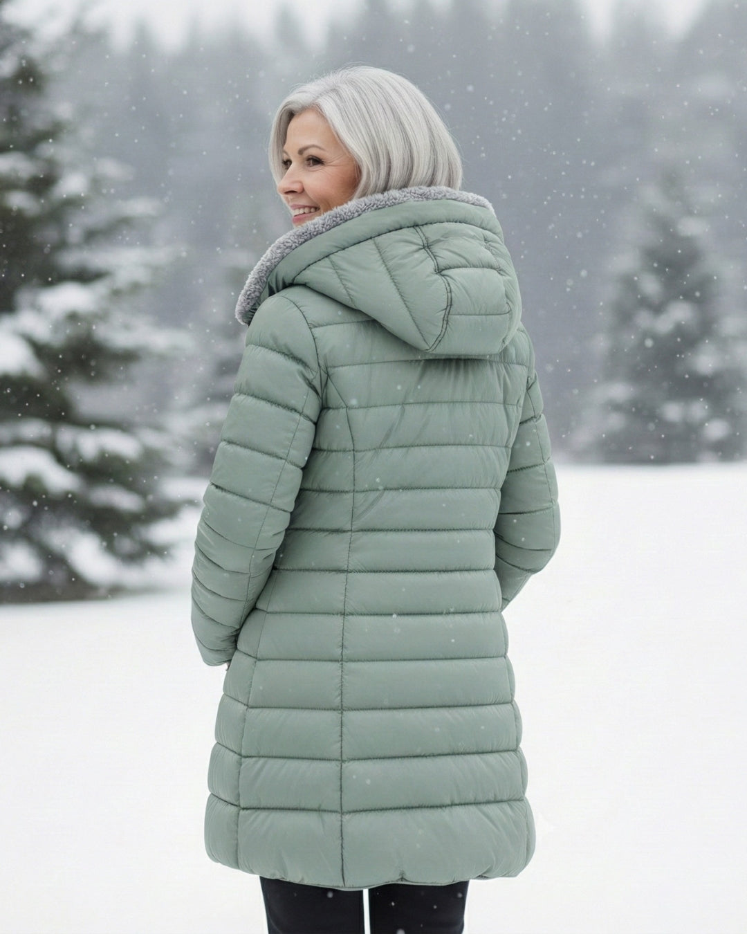 Fleece-Lined A-Line Puffer Coat