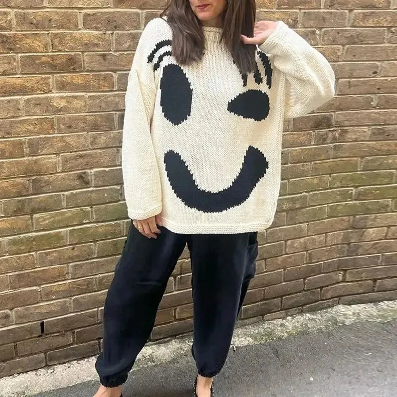 Darlene | Smiley Face Knit Sweater