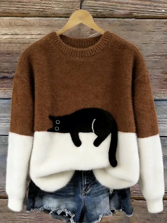 Sleeping Cat Knit Sweater