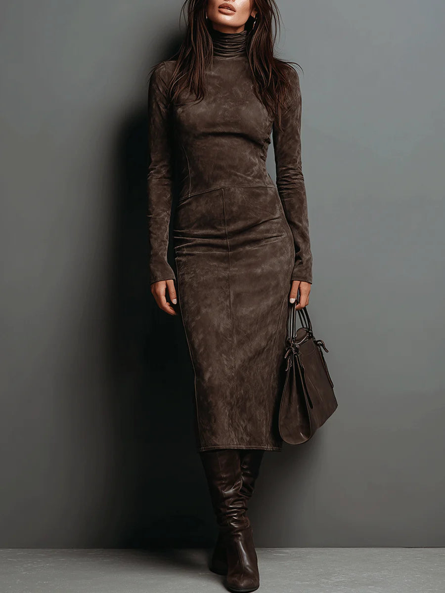 Fitted Turtleneck Midi Dress