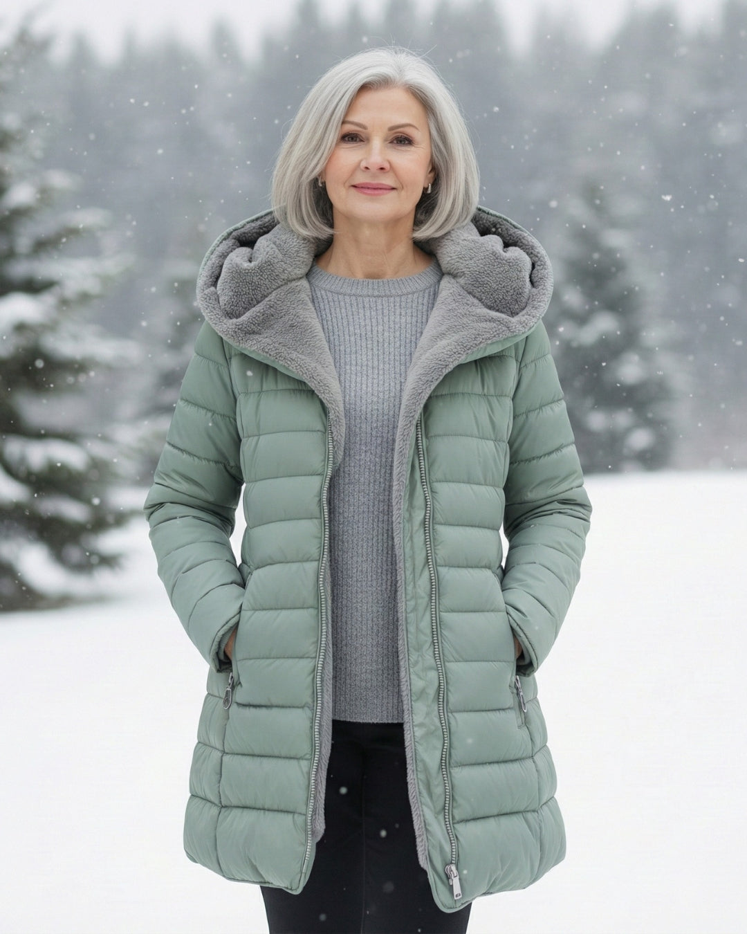 Fleece-Lined A-Line Puffer Coat