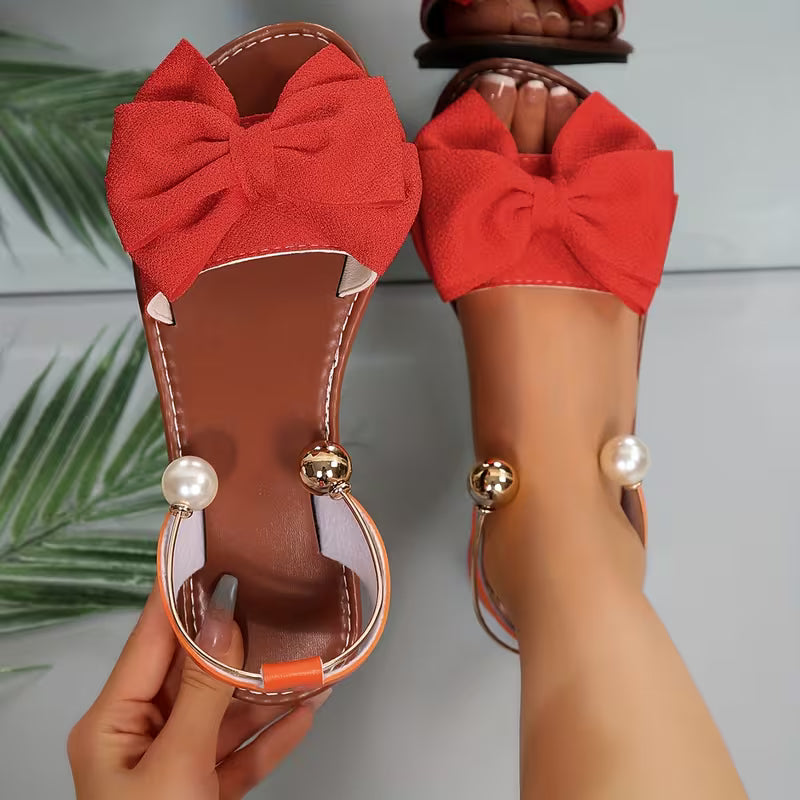 Bow Slingback Flat Sandals