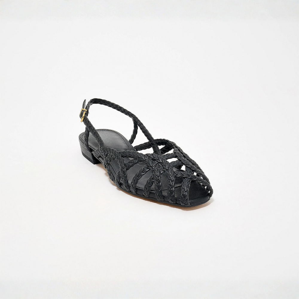 Aria Braided Leather Slingback Flats