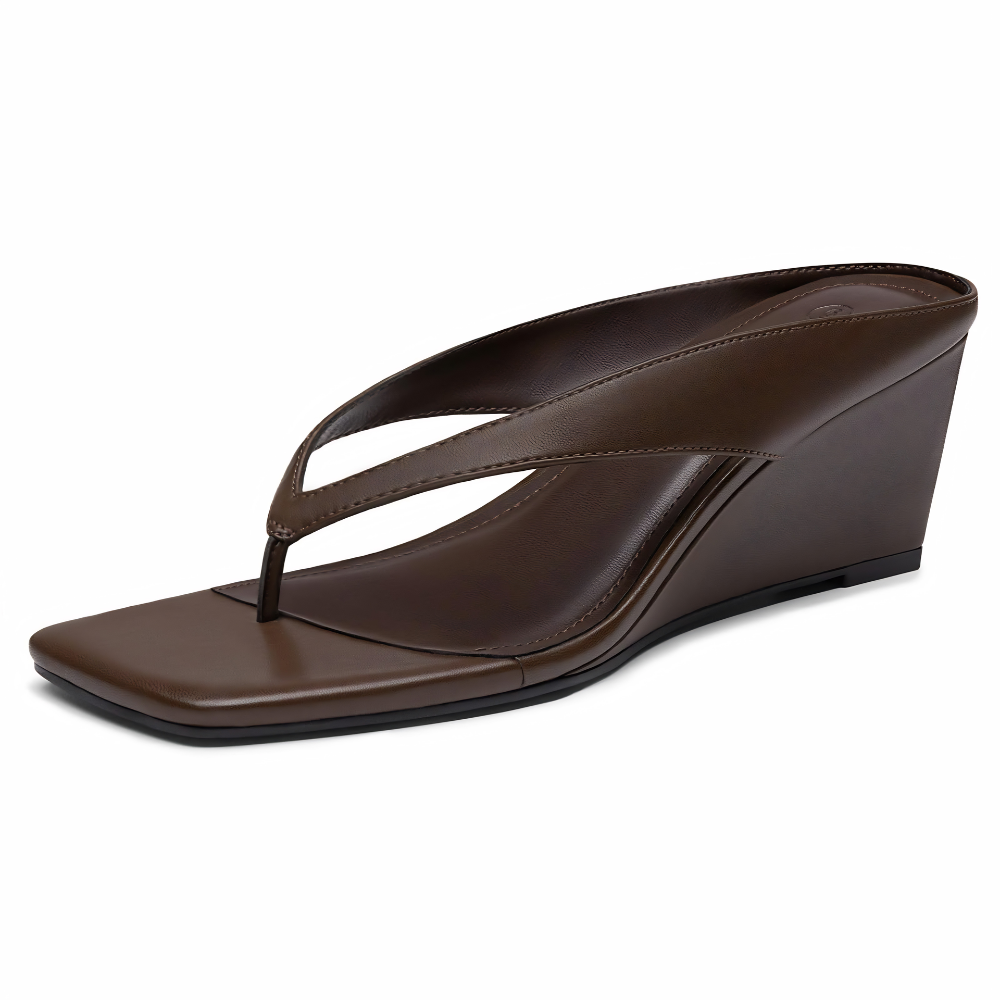 Portofino Square-Toe Thong Wedge Sandals