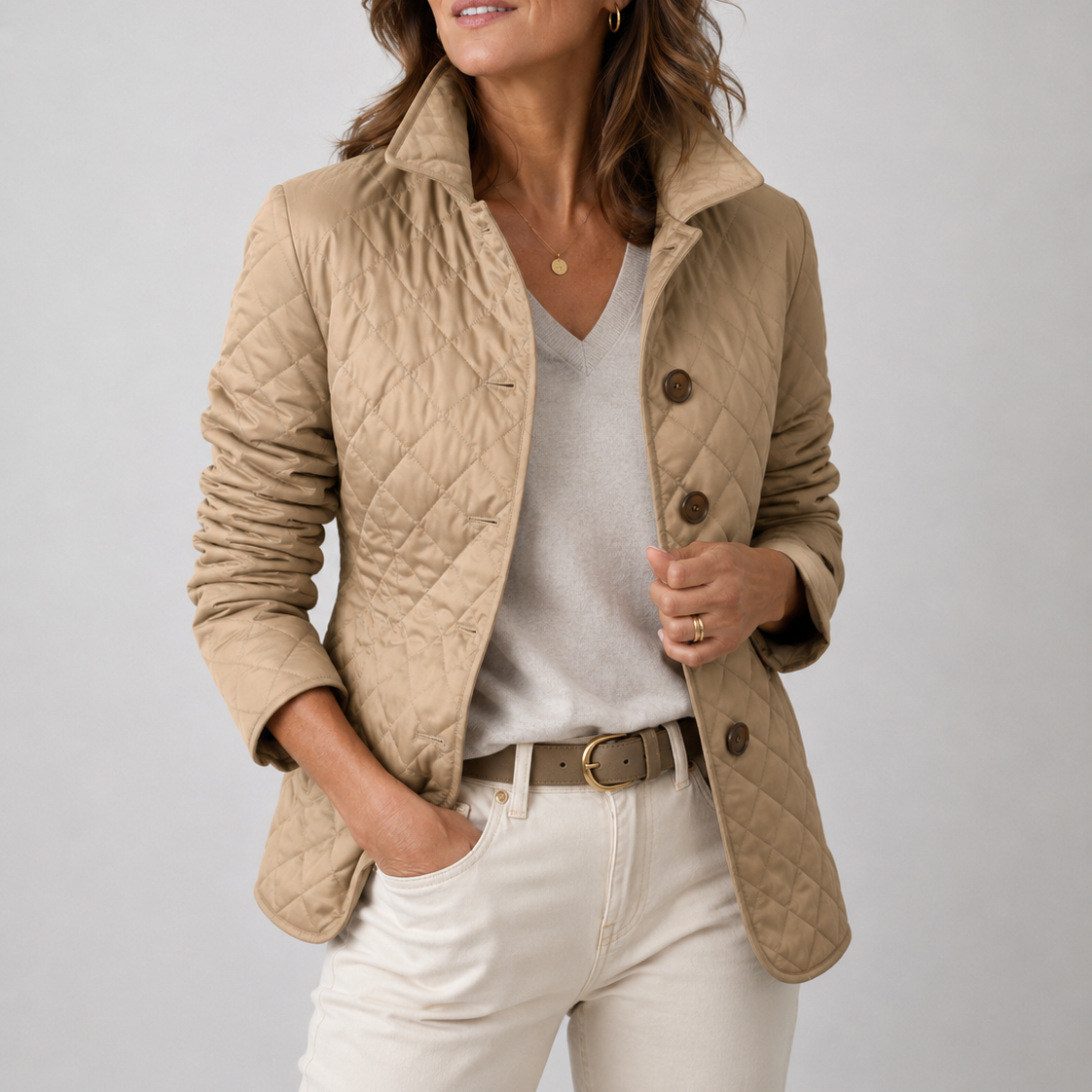 Lightweight Quilted Button Jacket