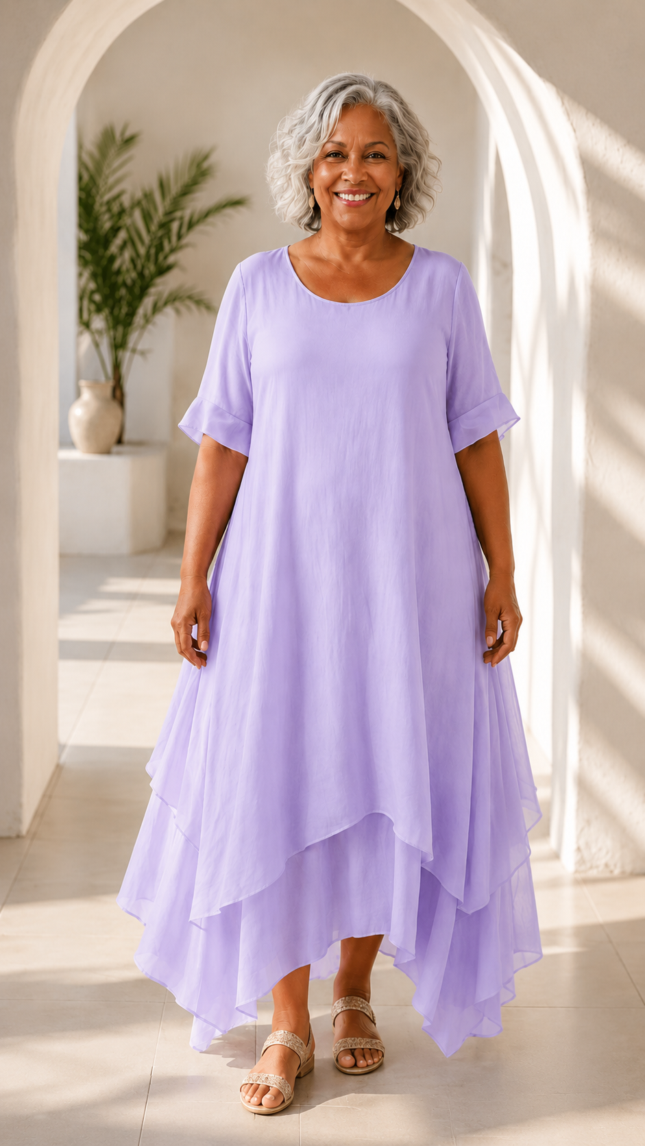 Open-Neck Flowing Maxi Dress
