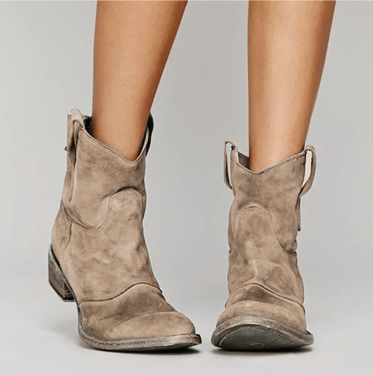 Side-Zip Suede Block Heel Boots