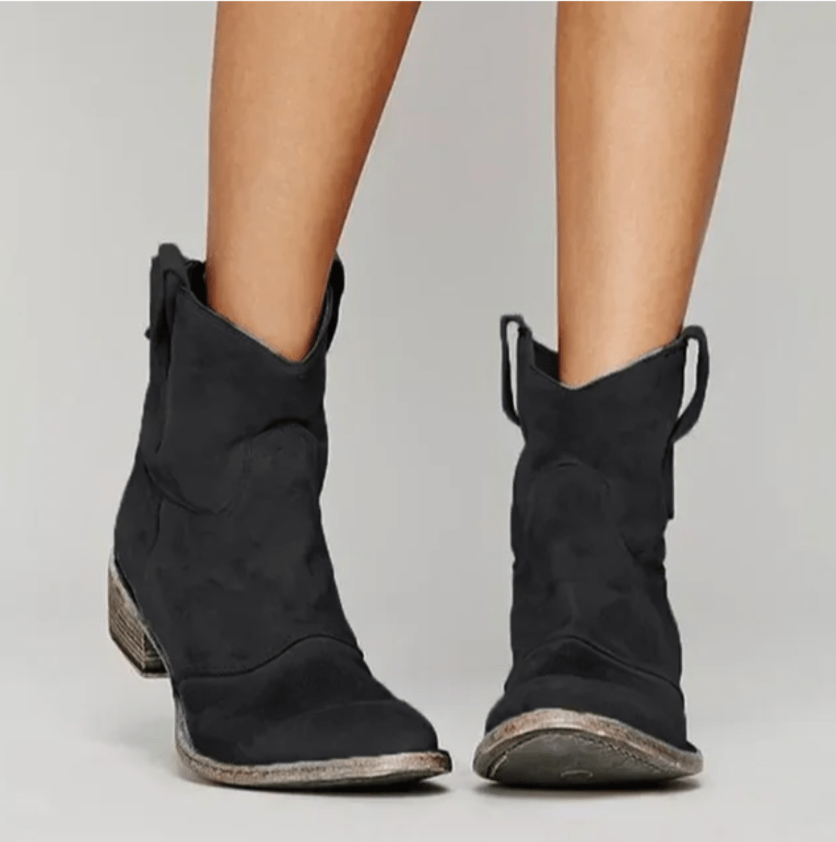 Side-Zip Suede Block Heel Boots