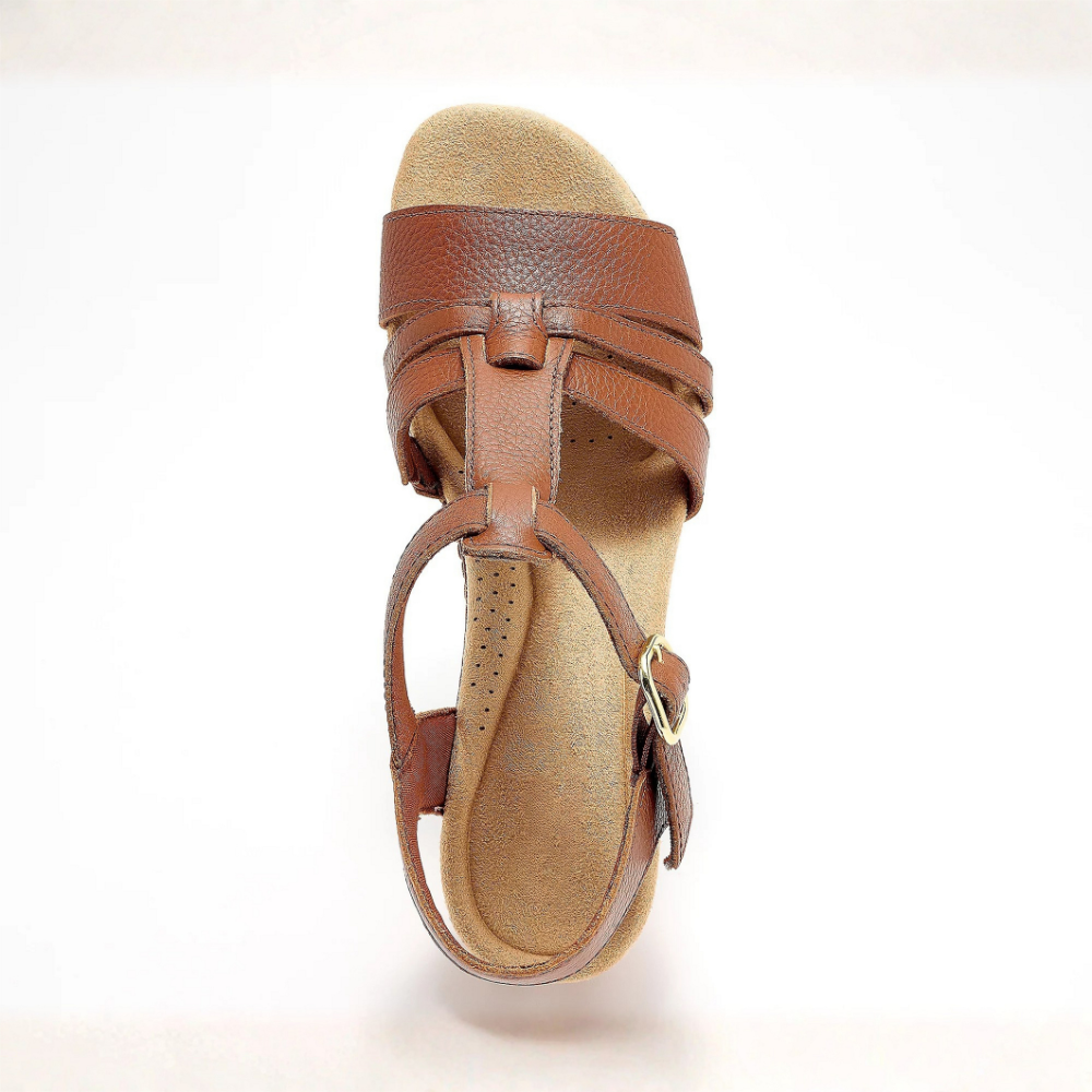 Olivia Leather T-Strap Heeled Sandals