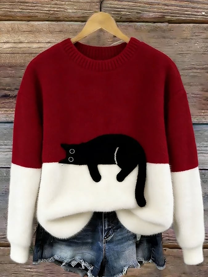 Sleeping Cat Knit Sweater