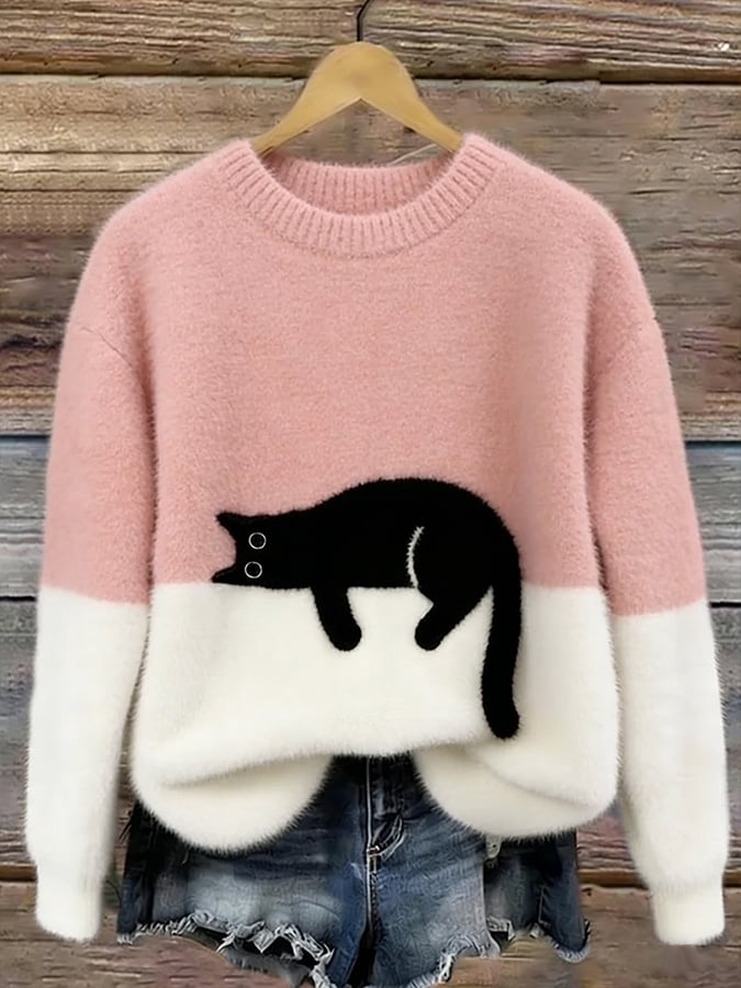 Sleeping Cat Knit Sweater