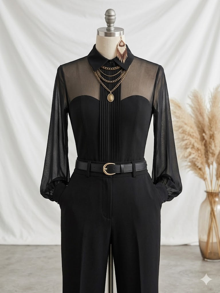 Relaxed Long-Sleeve Collared Shirt