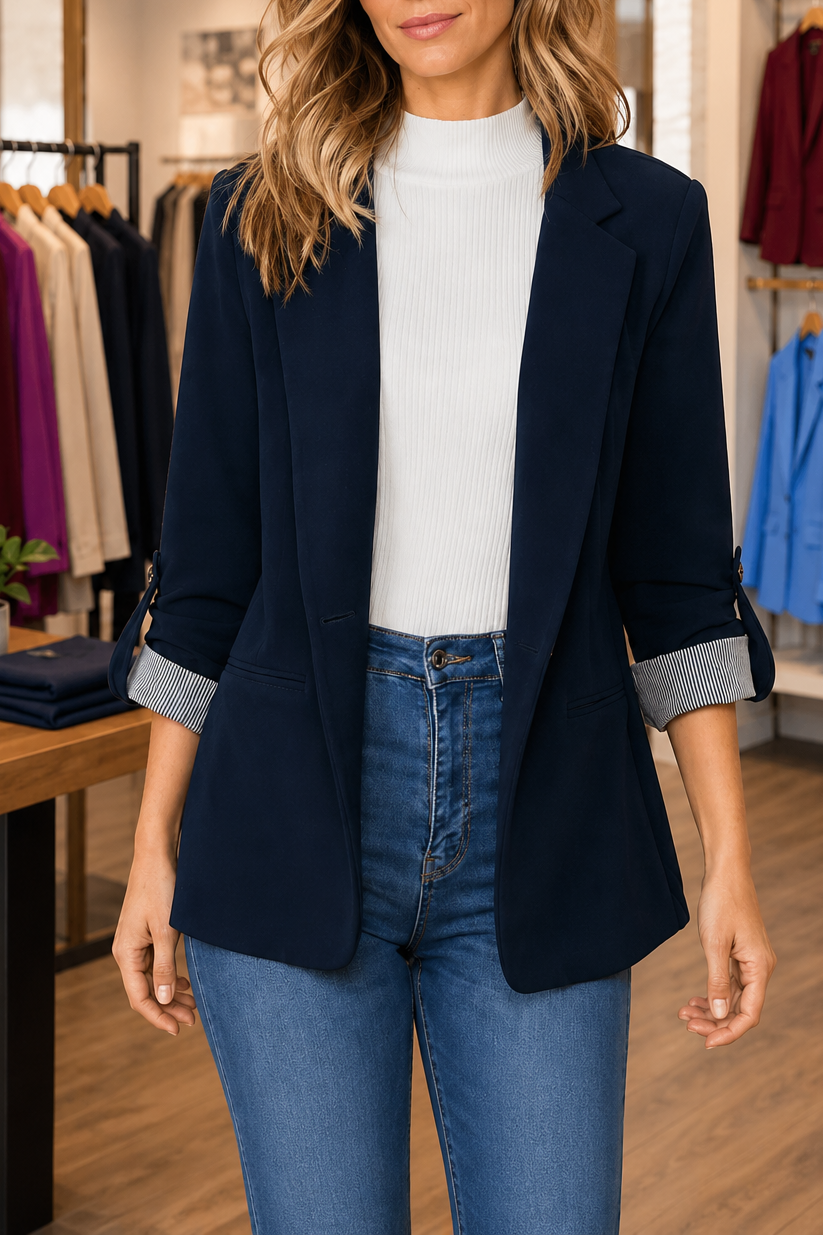 Soft-Knit Lapel Blazer Cardigan