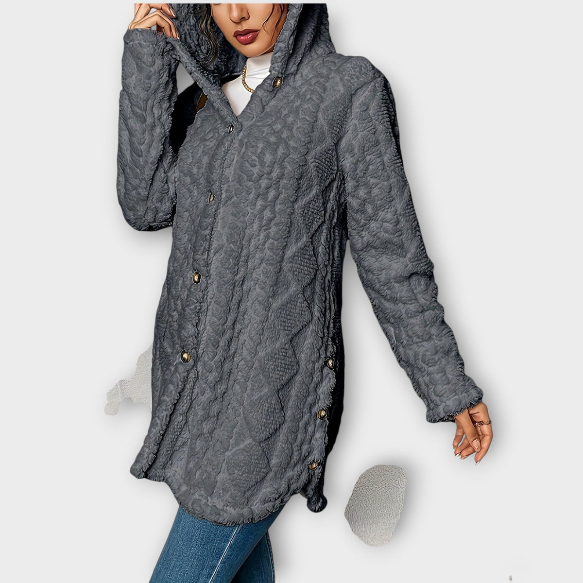 Textured Hooded Winter Jacket