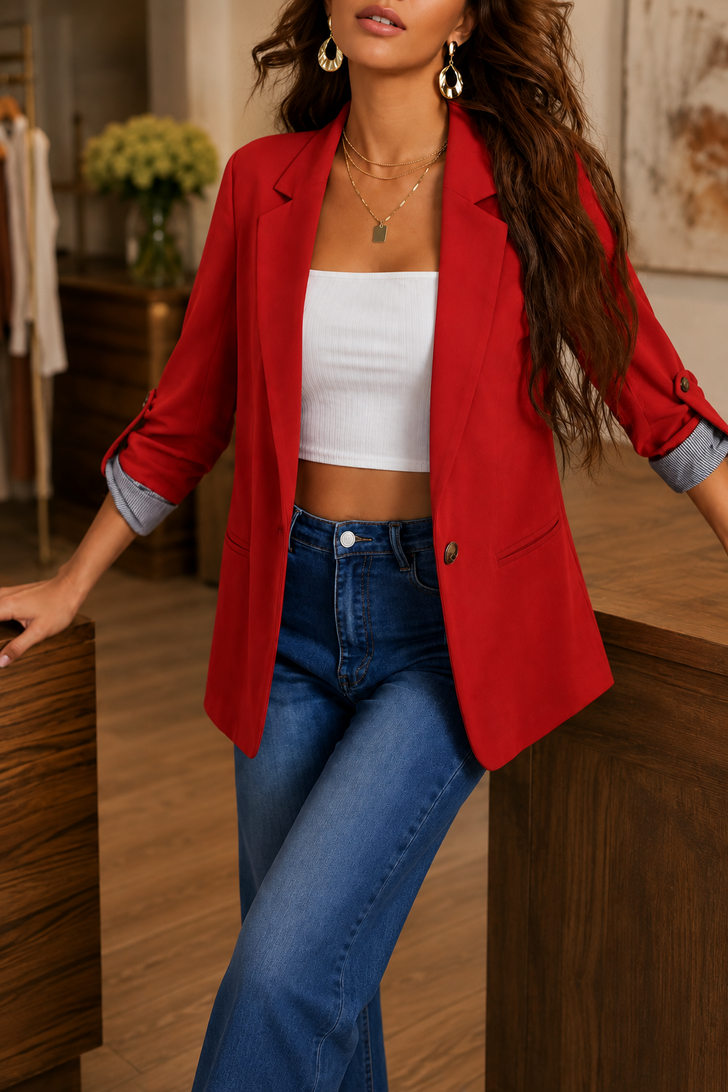 Soft-Knit Lapel Blazer Cardigan