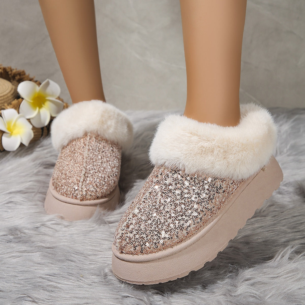 CrystalFur Comfort Platform Boots