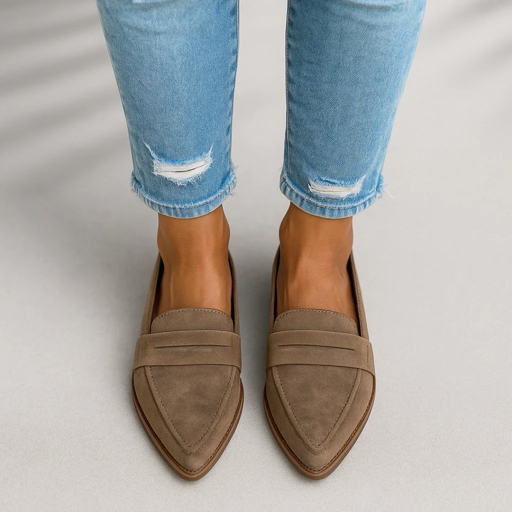 Pointed-Toe Cushioned Penny Loafers