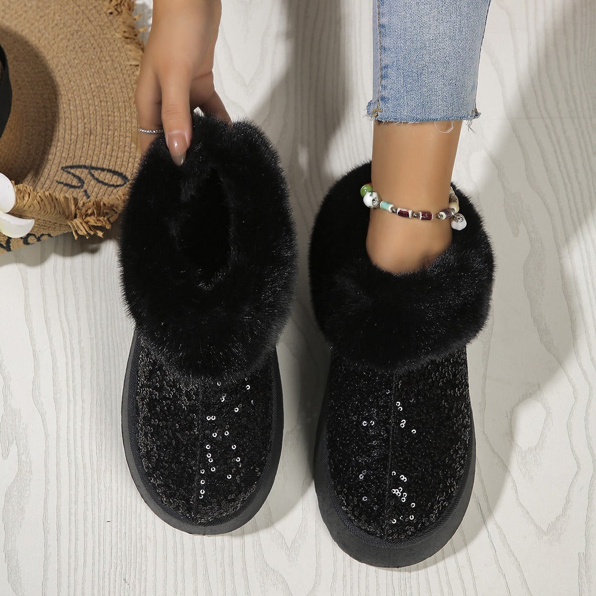 CrystalFur Comfort Platform Boots