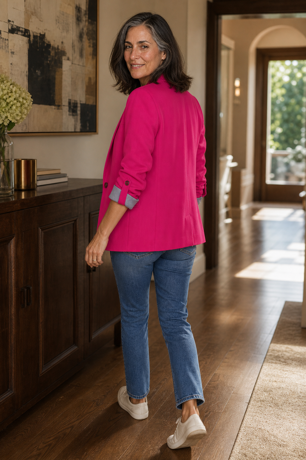 Soft-Knit Lapel Blazer Cardigan