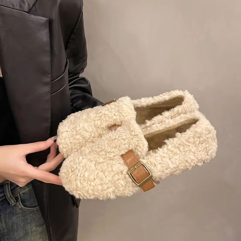 Shearling Buckle Loafers