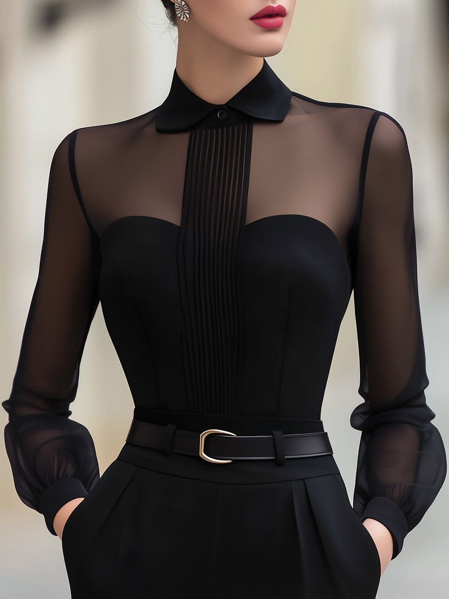 Relaxed Long-Sleeve Collared Shirt