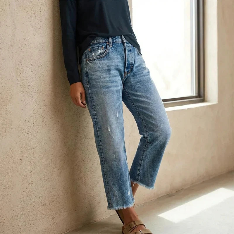 Cropped Straight-Leg Jeans