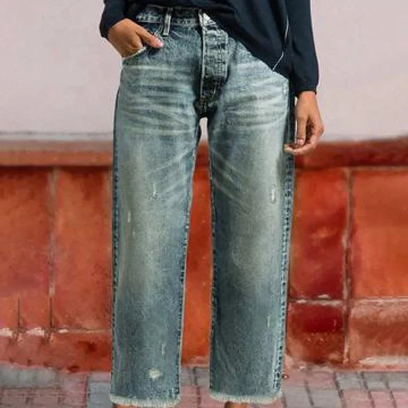 Cropped Straight-Leg Jeans