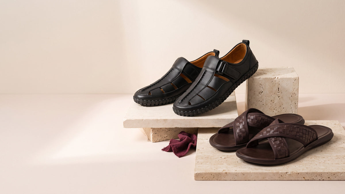 Beehera Men's Sandals & Slides collection — editorial product banner