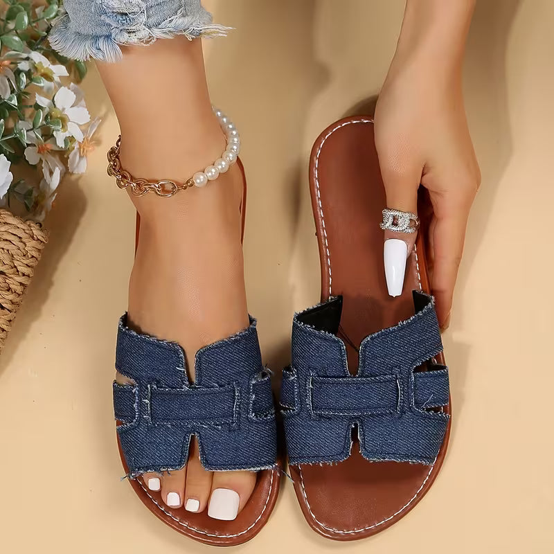 Demi Denim Slides