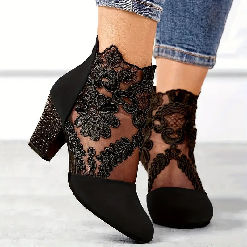 Charlotte Flower Lace Heels