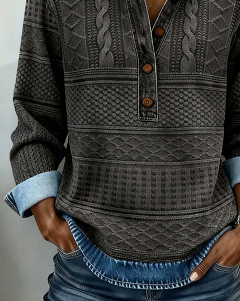 Half-Button Collared Sweatshirt