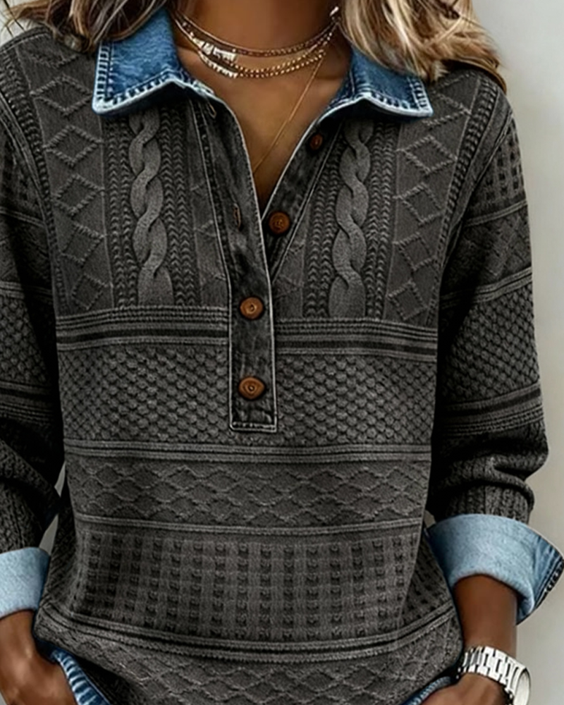 Half-Button Collared Sweatshirt