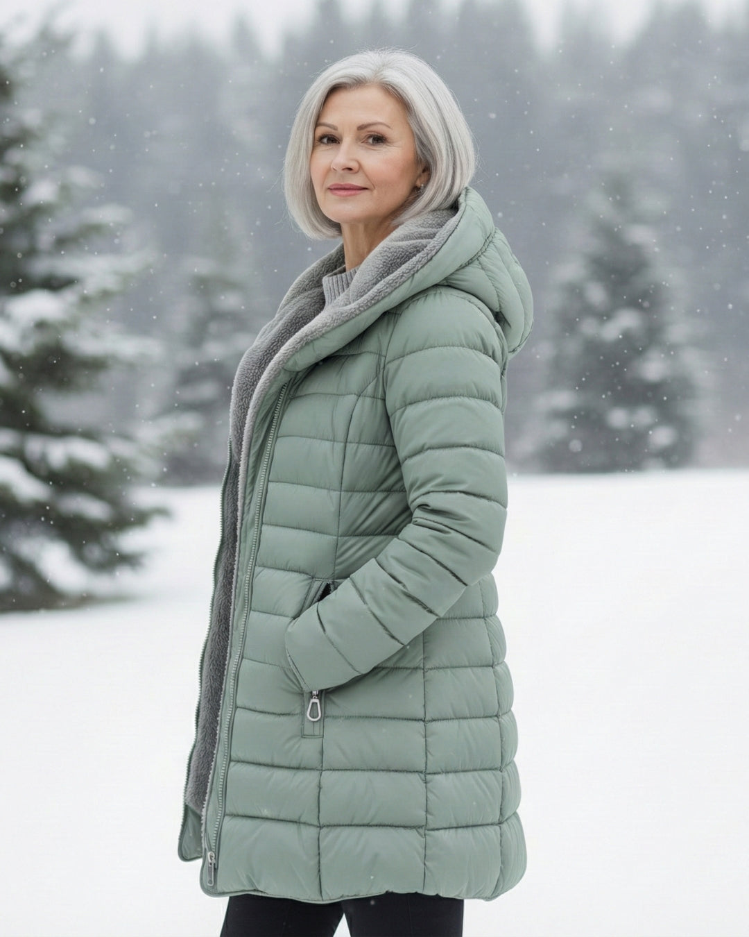 Fleece-Lined A-Line Puffer Coat