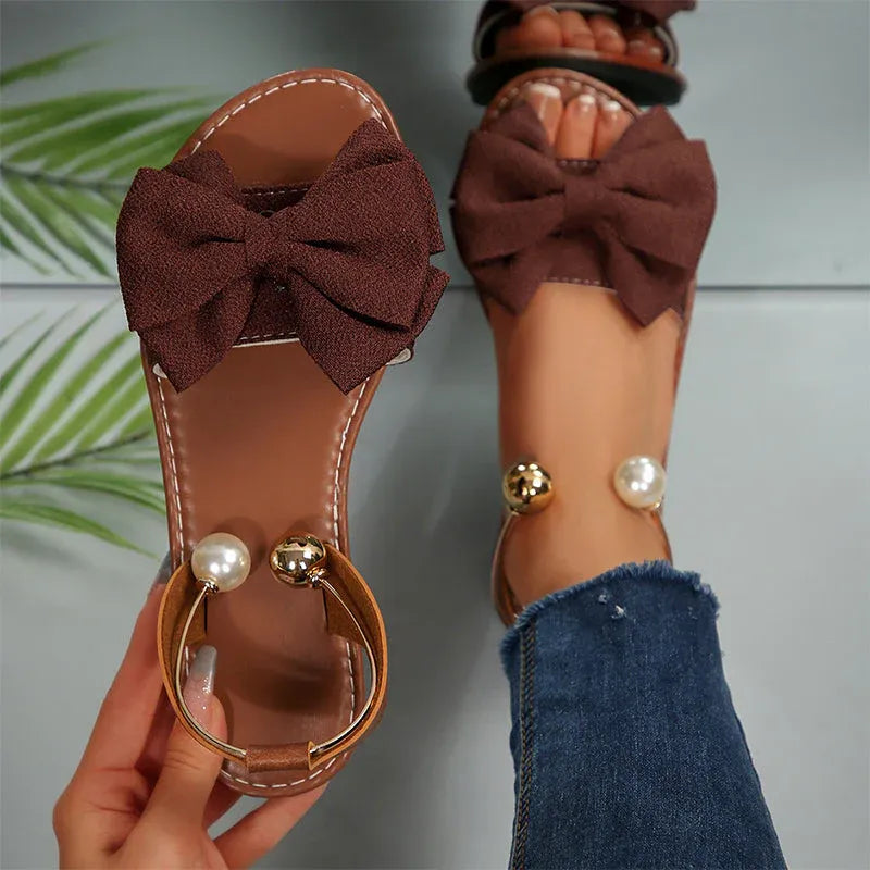 Bow Slingback Flat Sandals
