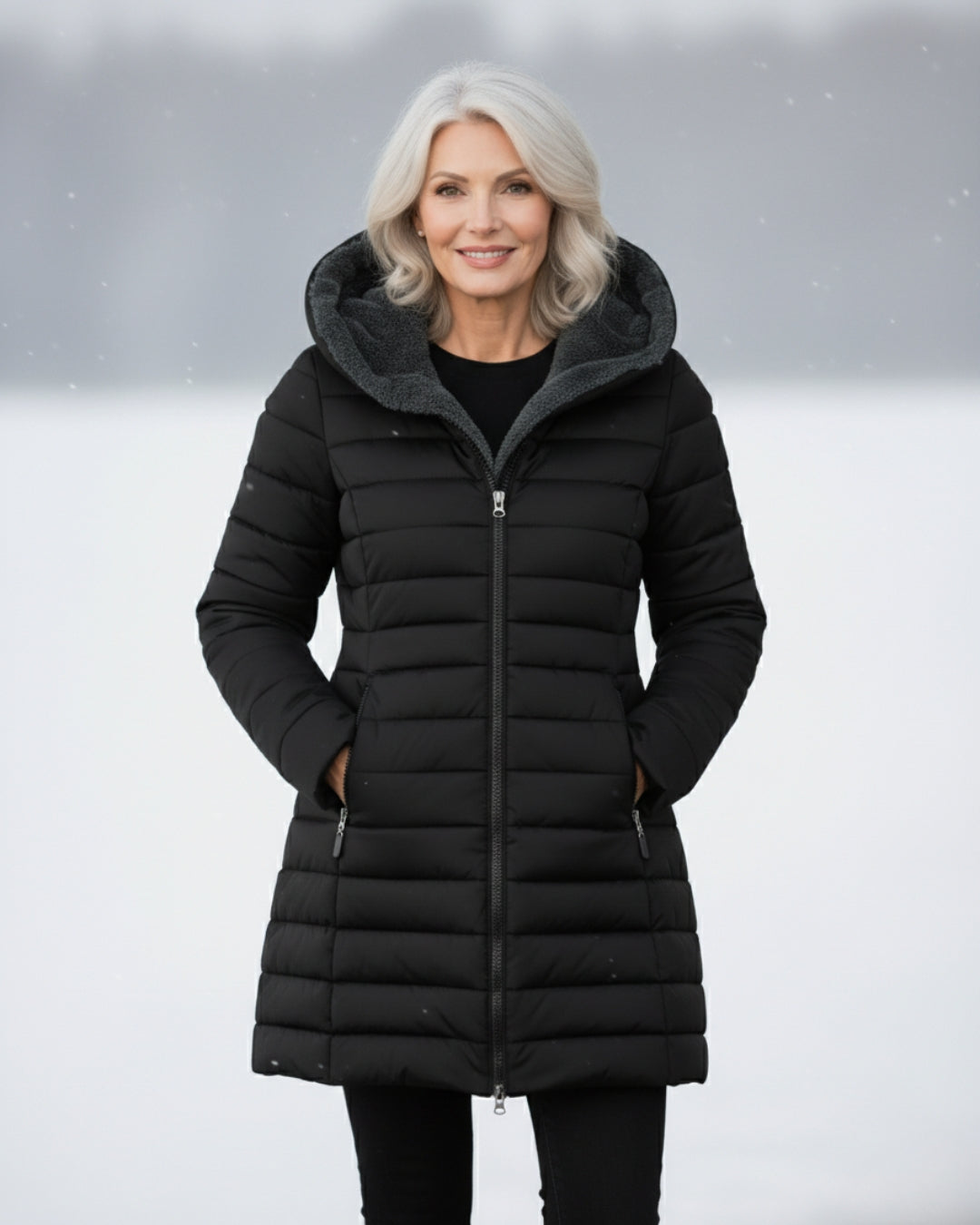 Fleece-Lined A-Line Puffer Coat