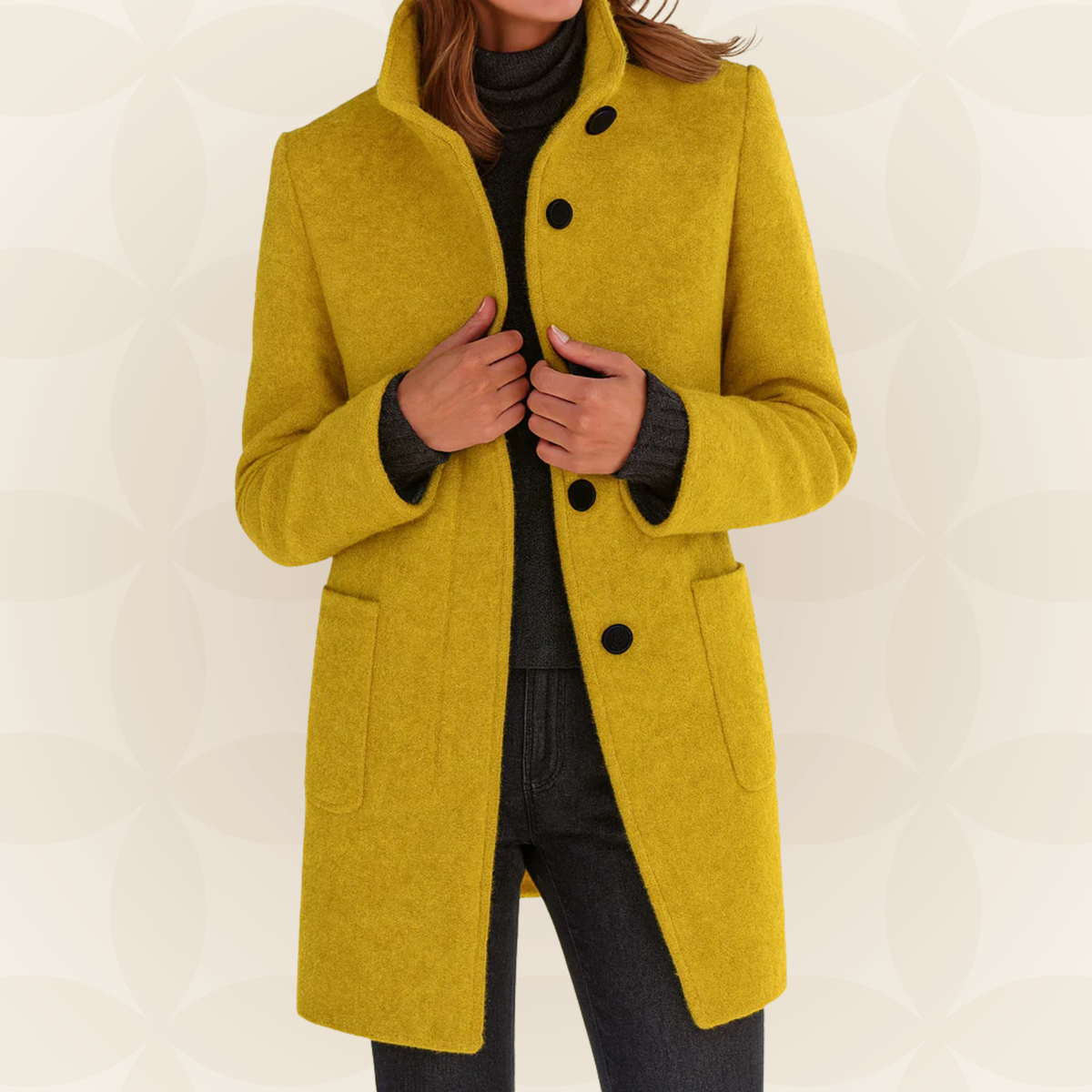 High-Collar Button-Front Coat